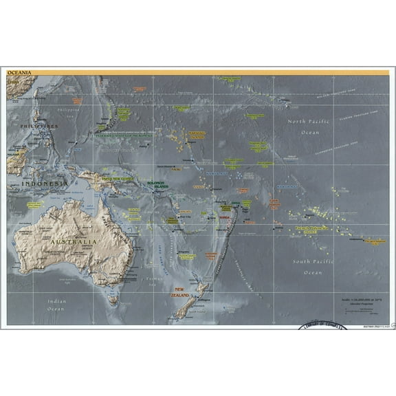 24"x36" Gallery Poster, cia map of Oceania australia new zealand 2001