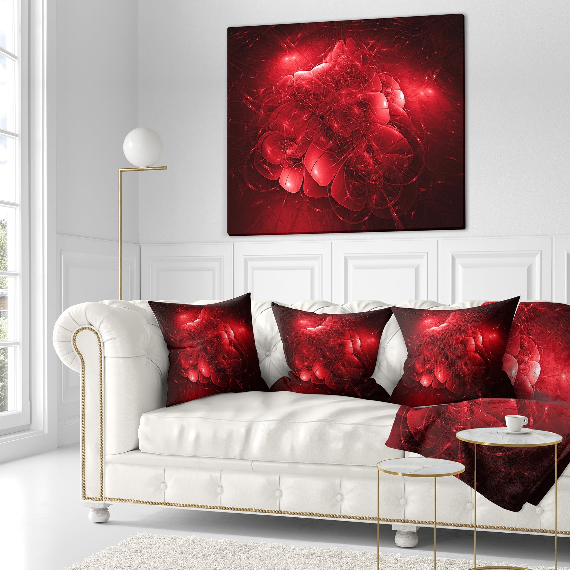 Designart Alien Mystical Flower Red - Floral Throw Pillow - 18x18