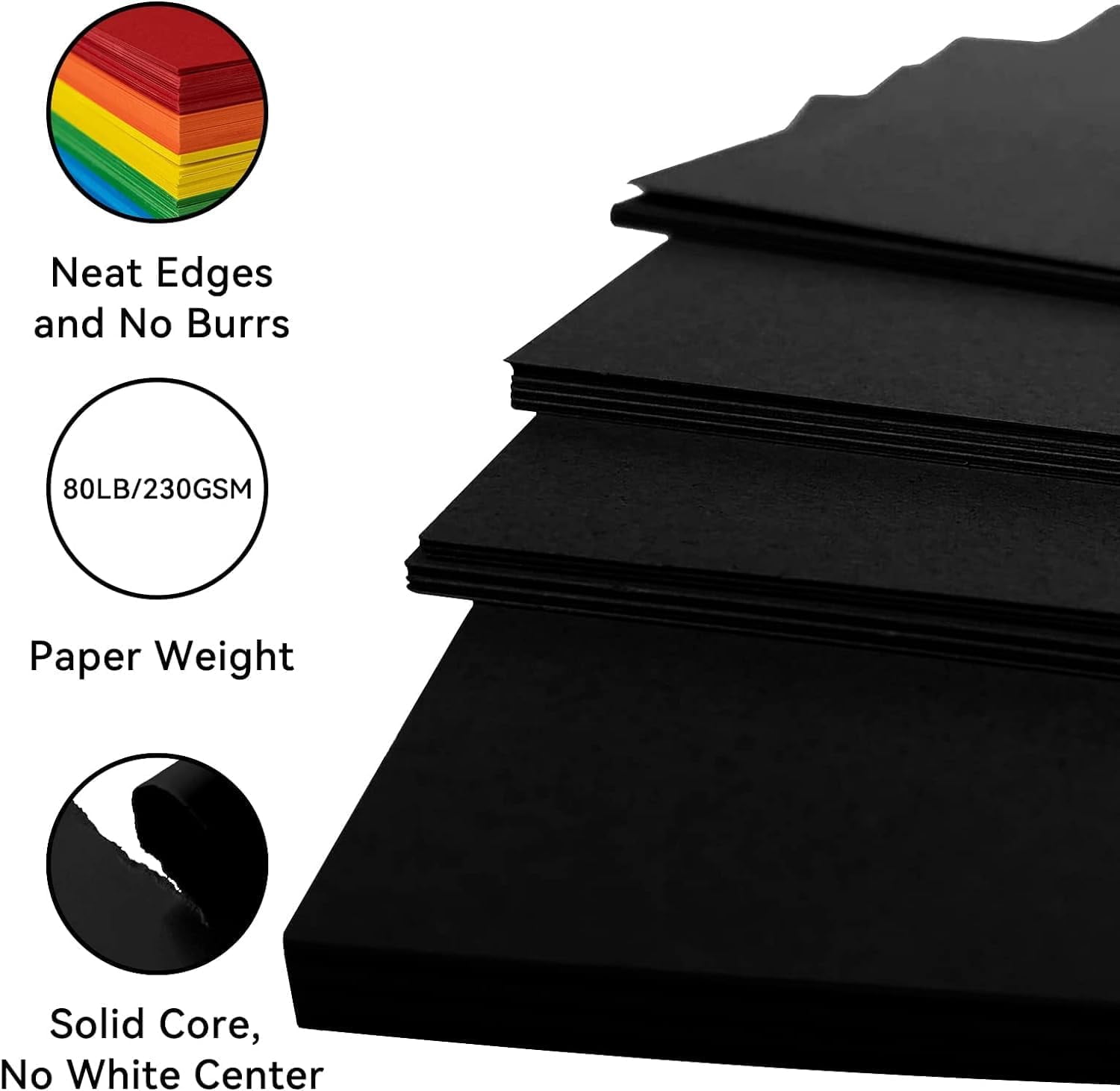 100Sheets Black Cardstock Paper, 12x12 Card stock for Cricut, Thick Construction Paper for Card Making, Scrapbooking, Craft 90 lb / 250 gsm
