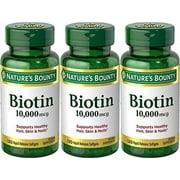 Nature's Bounty Biotin 10,000 mcg, 360 Softgels (3 X 120 Count Bottles)