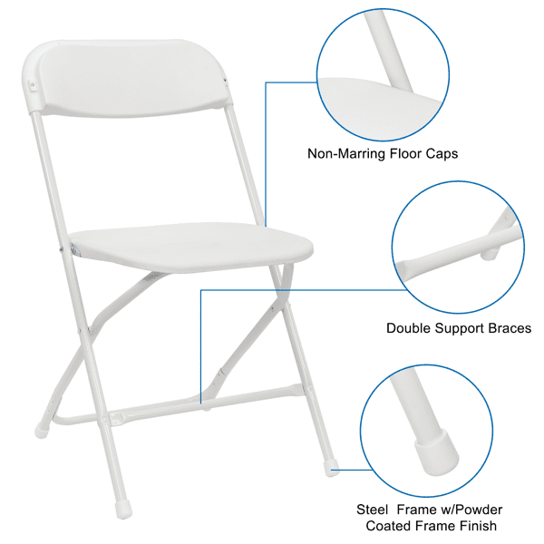 Alvantor 6 Pack Plastic Folding Chairs White Heavy Duty Indoor Outdoor Portable Stackable Chairs for Party Office Event