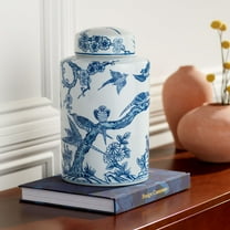 Dahlia Studios Heather 12" High Blue and White Ceramic Ginger Jar