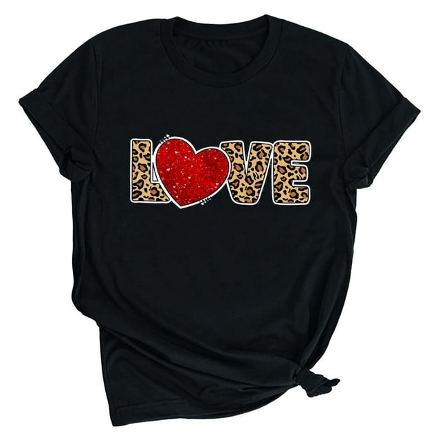 Pisexur Valentines Day T-shirt Top Femmes Imprimé Manches Courtes Haut Manches Courtes Col Rond Haut Chemise