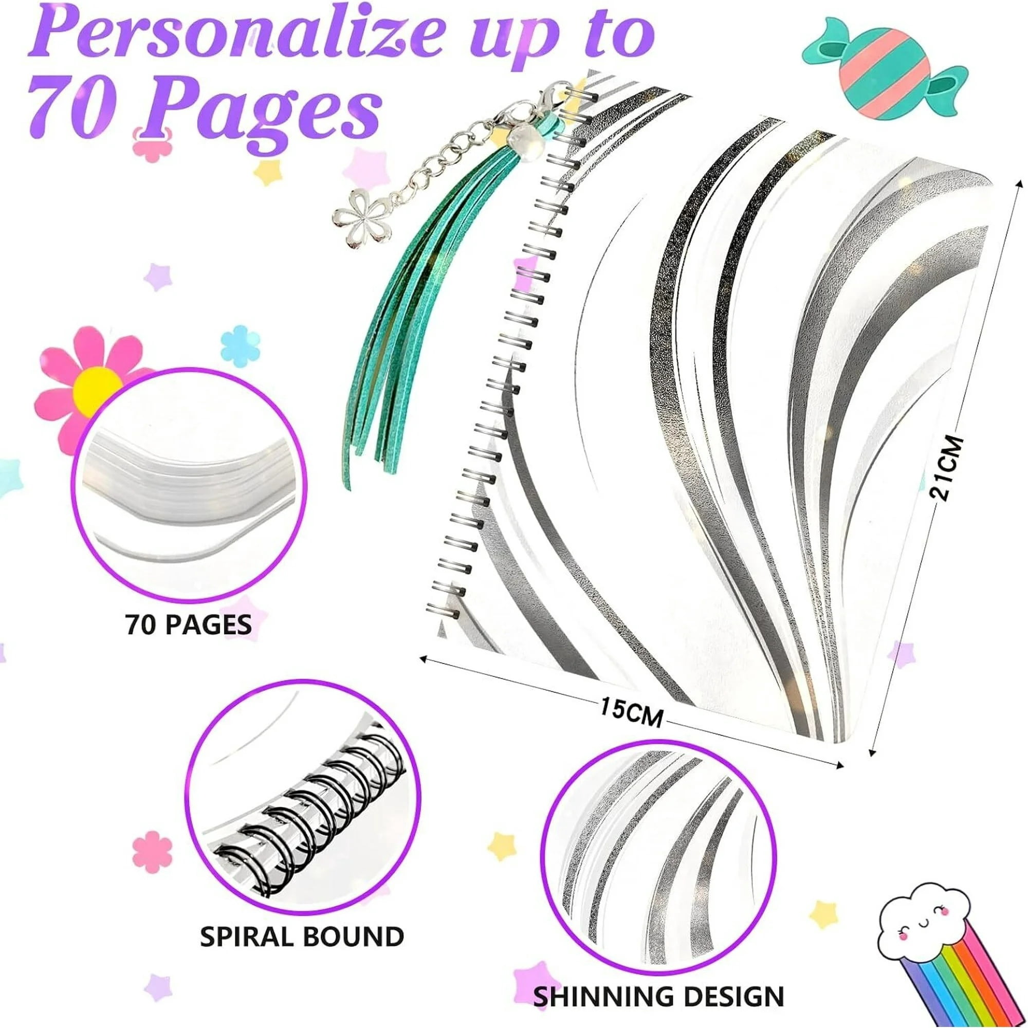 DIY Journal Kit for Girls,DIY Girl Journal Set for Teenage Girls,48 Pcs Scrapbook & Diary Kits,Journaling Art Crafts Kit Teen 8-14 Year Old Girl Birthday Gifts,Purple