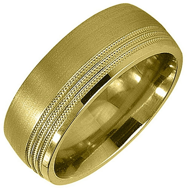 TheJewelryMaster 14K Yellow Gold Mens Wedding Band 7mm