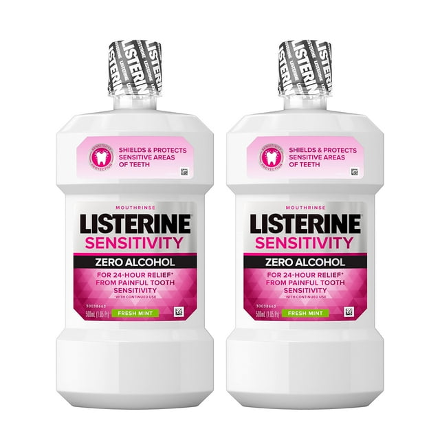 Enjuague bucal Listerine Sensitivity Zero Alcohol, 500 ml (paquete de 2)