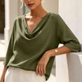 thumbnail image 5 of VBVC Women's Cowl Neck 3/4 Sleeve Blouse,Ladies Loose Fit Casual Tunic Tops,Elegant Work Office Shirts for Women,Army Green,S-2XL, 5 of 10