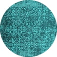 thumbnail image 1 of Ahgly Company Machine Washable Indoor Round Oriental Turquoise Blue Industrial Area Rugs, 6' Round, 1 of 4