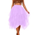 thumbnail image 2 of ZHOGXU Women Skirt Elastic Waist Solid Color Mesh Fashion Comfortable Knee Length Tutu Skirt For Casual Daily Wear,Purple,M, 2 of 4