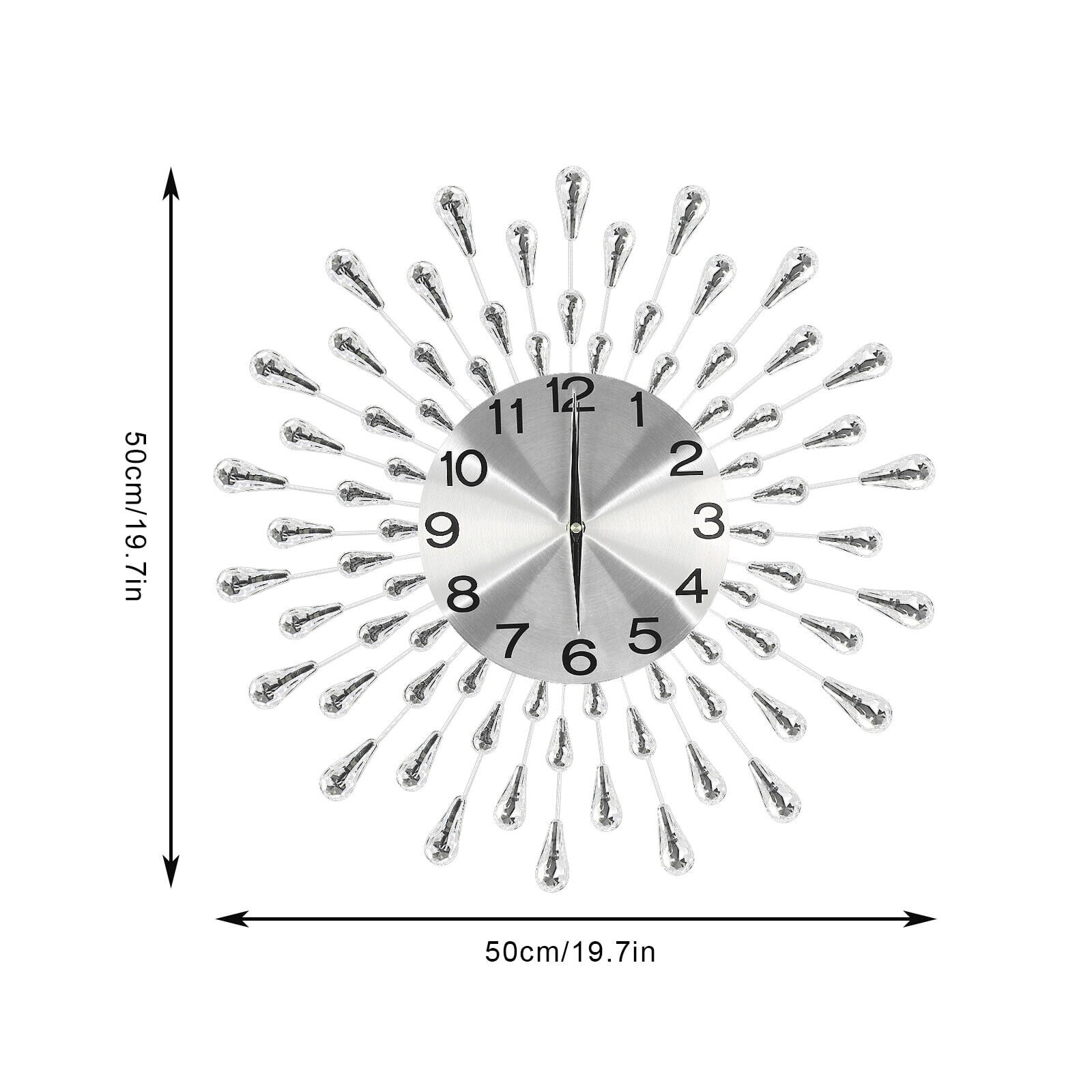 19.7 Inch Crystal Large Modern Metal Starburst Decor, Bling Crystal Wall Clock for the Living Room, Hallway, Office, Study, Bedroom