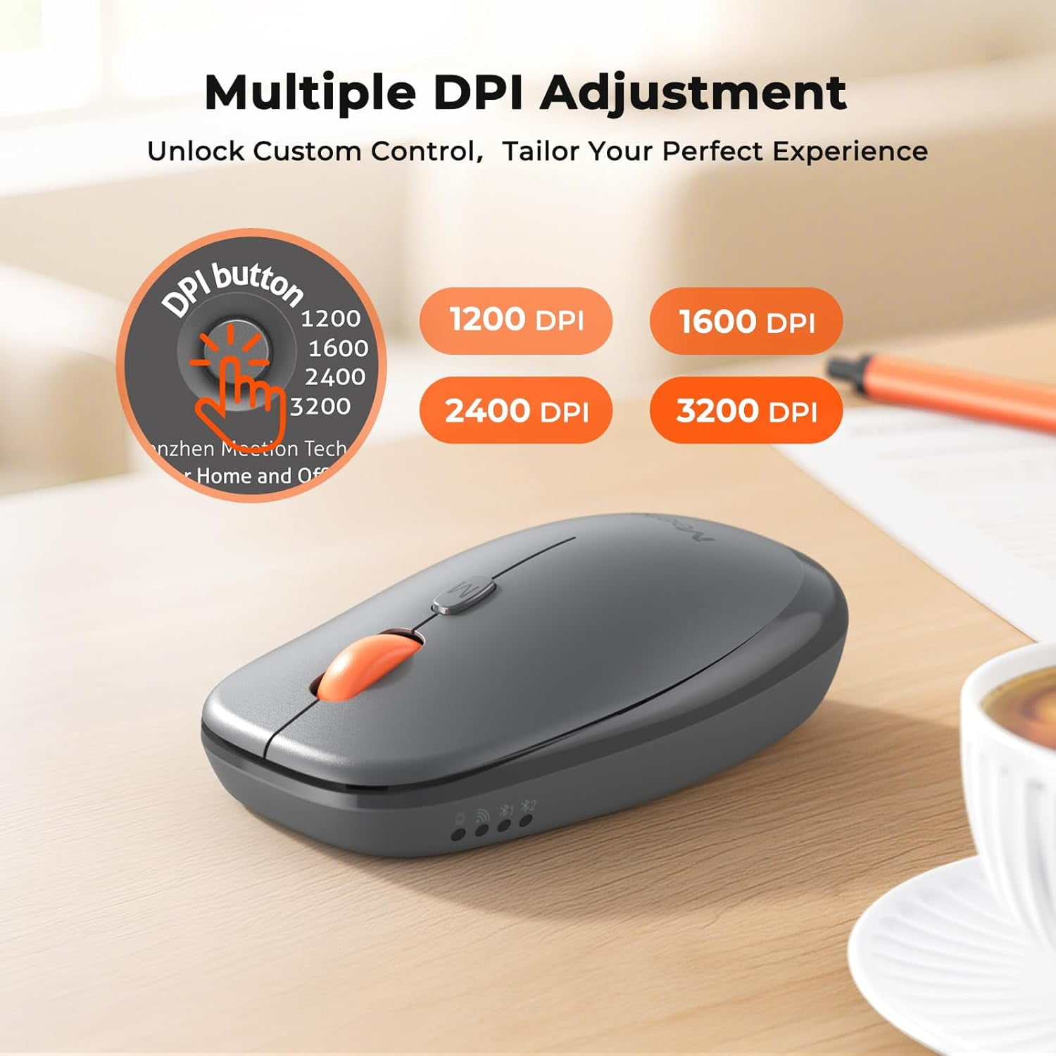 Meetion Multi-Device Keyboard and Mouse, Ultra Thin, Wireless Bluetooth, Rechargeable
