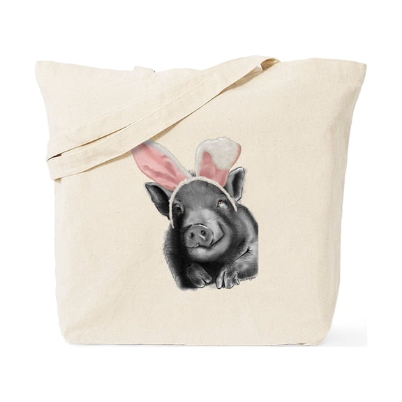CafePress - Lucy The Pig Celebrates Easter Tote Bag - Unisex Canvas Tote Bag, Beige, 1-Piece