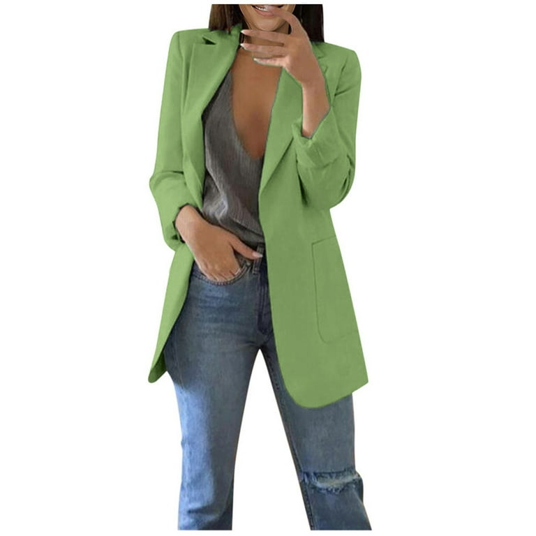 Womens Long Sleeve Suit Blazer Jacket Ladies Plus Size Office Casual Plain  Coat