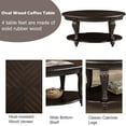 thumbnail image 4 of 42" Oval Coffee Table with Storage Shelf, 2-Tier Solid Wood Cocktail Tea Table, Traditional Retro Center Table for Living Room, Bearing 400LBS, Espresso, 4 of 7