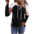 thumbnail image 2 of CEHVOM Chandails à Capuchon Patchwork pour Femmes T-Shirt à Manches Longues Chandail Décontracté Haut Blouse, 2 of 6