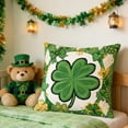 thumbnail image 5 of Hometravel St. Patrick's Day Green Four Leaf Clover Throw Pillow, Decorative Cushion for Holiday Atmosphere, Festive Accent Pillow for Sofa, Chair, and Home Decor, 5 of 6