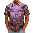 thumbnail image 2 of Men's Halloween Shirts Spider Witch Hat Graphic Short Sleeve Fall T Shirt Pumpkin Print Collared Scary Casual Tees XL, 2 of 5
