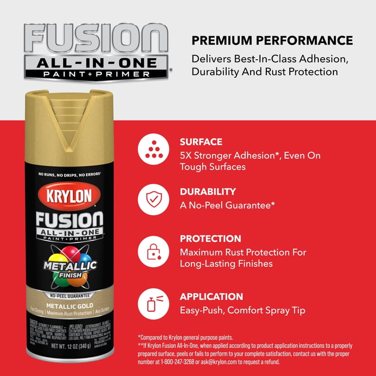Krylon Fusion All-In-One Gold Metallic Spray Paint, 12 oz photo 8