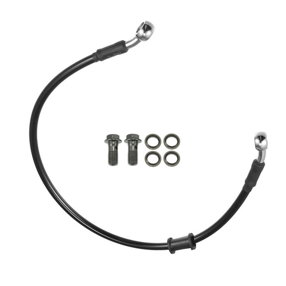 Unique Bargains Brake Hose Motorcycle ATV Braided Hydraulic Brake Line Oil Hose Pipeline 50cm Black Silver Tone 1 Set