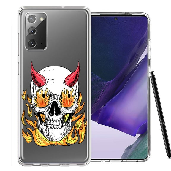 MUNDAZE For Samsung Galaxy Note 20 Flamming Devil Skull Design Double Layer Phone Case Cover