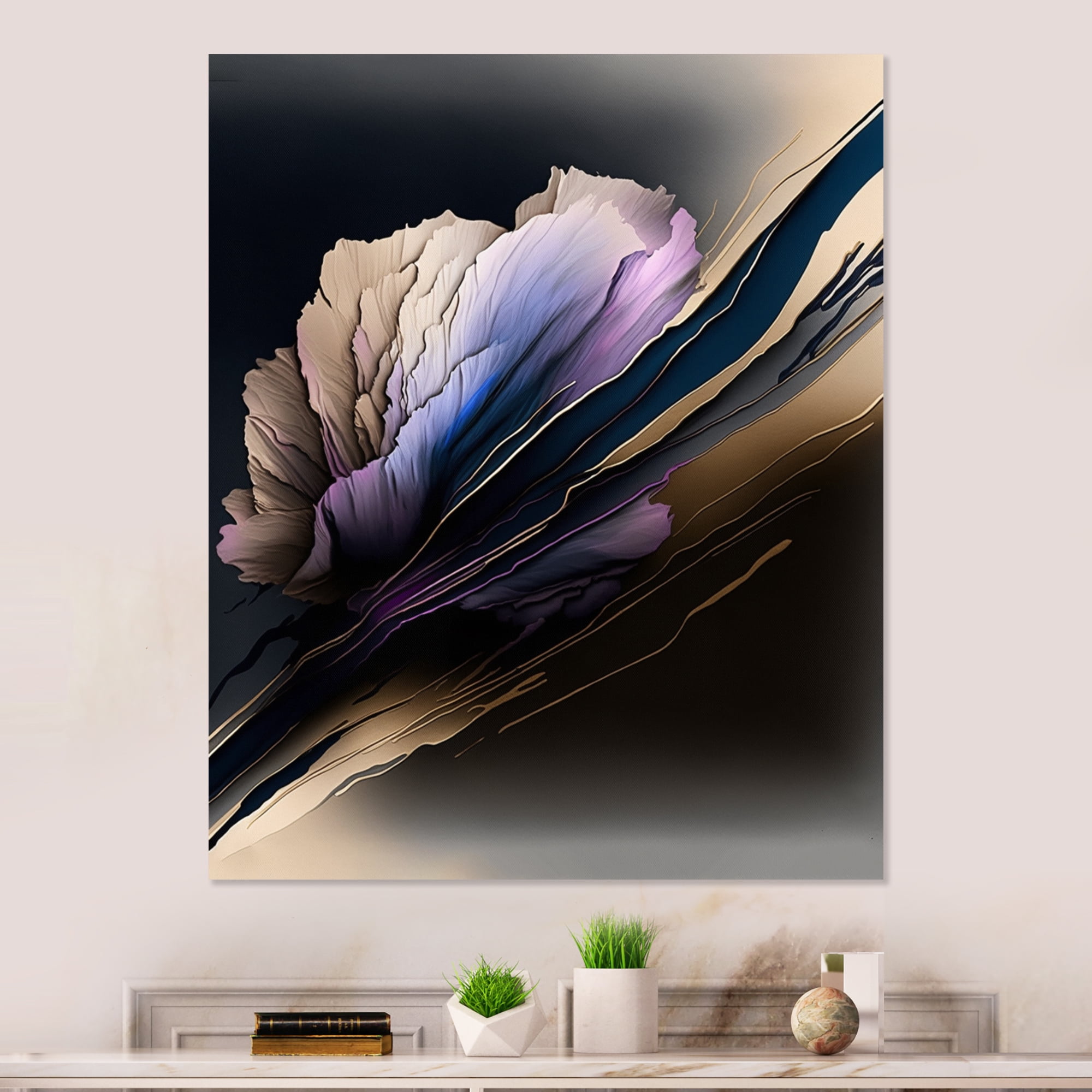 Designart Purple Peony Hyperrealistic Flowers V Canvas Wall Art