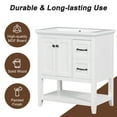 thumbnail image 5 of 30" Bathroom Vanity with Ceramic Sink Top, Vanity Cabinet with Multi-Functional Drawer, Solid Wood Legs, White, 5 of 9