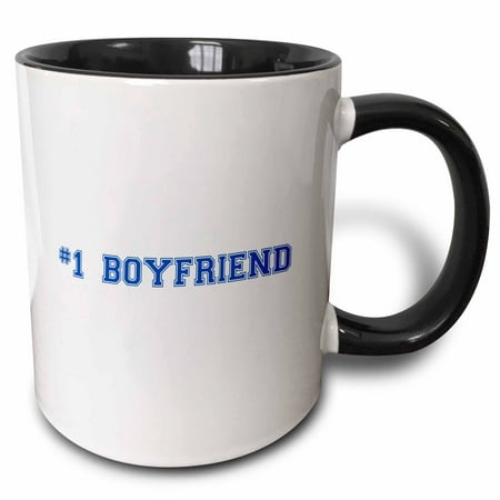 3dRose #1 Boyfriend - Number One Best Boyfriend - Romantic couple gifts - dating anniversary Valentines day - Two Tone Black Mug, (Best Gift On Anniversary For Boyfriend)