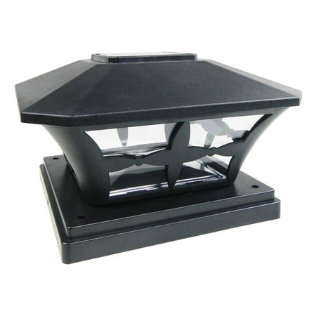 iGlow 1 Pack Black Outdoor Garden 6 x 6 Solar SMD LED Post Deck Cap Square Fence Light Landscape Lamp PVC Vinyl