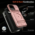 thumbnail image 6 of Armor Case for iPhone 13 Pro Max Heavy Duty Kickstand Case with Rotate Ring Stand & Card Holder Slot,Support Magnetic Car Mount Shockproof Rugged Back Phone Case For iPhone 13 Pro Max, Rosegold, 6 of 7