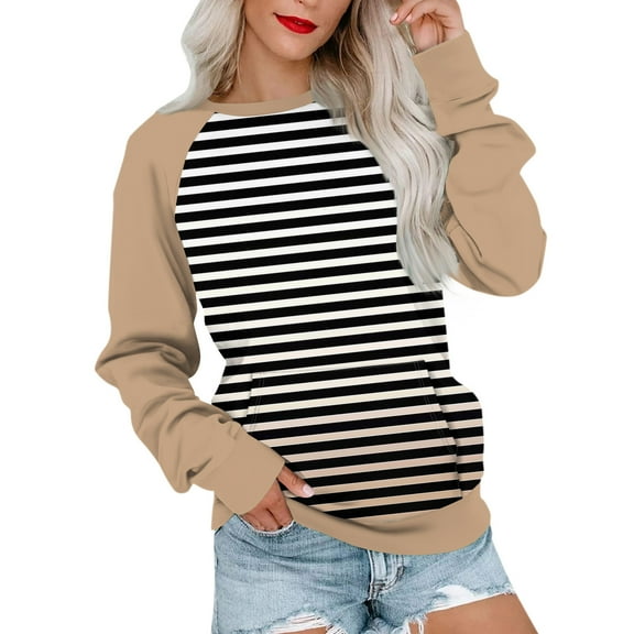 Work Blouses for Women Womens Long Sleeve Sweatshirt Casual Crewneck Cute Pullover Tops Printing Lightweight Sweatshirt With Pocket