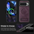 thumbnail image 6 of Magnetic for Google Pixel 9 PU Leather Case, Compatible with Magsafe, Built-in Invisible Stand, Premium Ultra Slim Adjustable Kickstand Protective Phone Case for Galaxy S25,Darkpurple, 6 of 8