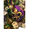 thumbnail image 3 of Mardi Gras Wreath, Mardi Gras Decor, Fat Tuesday Celebration, 3 of 4