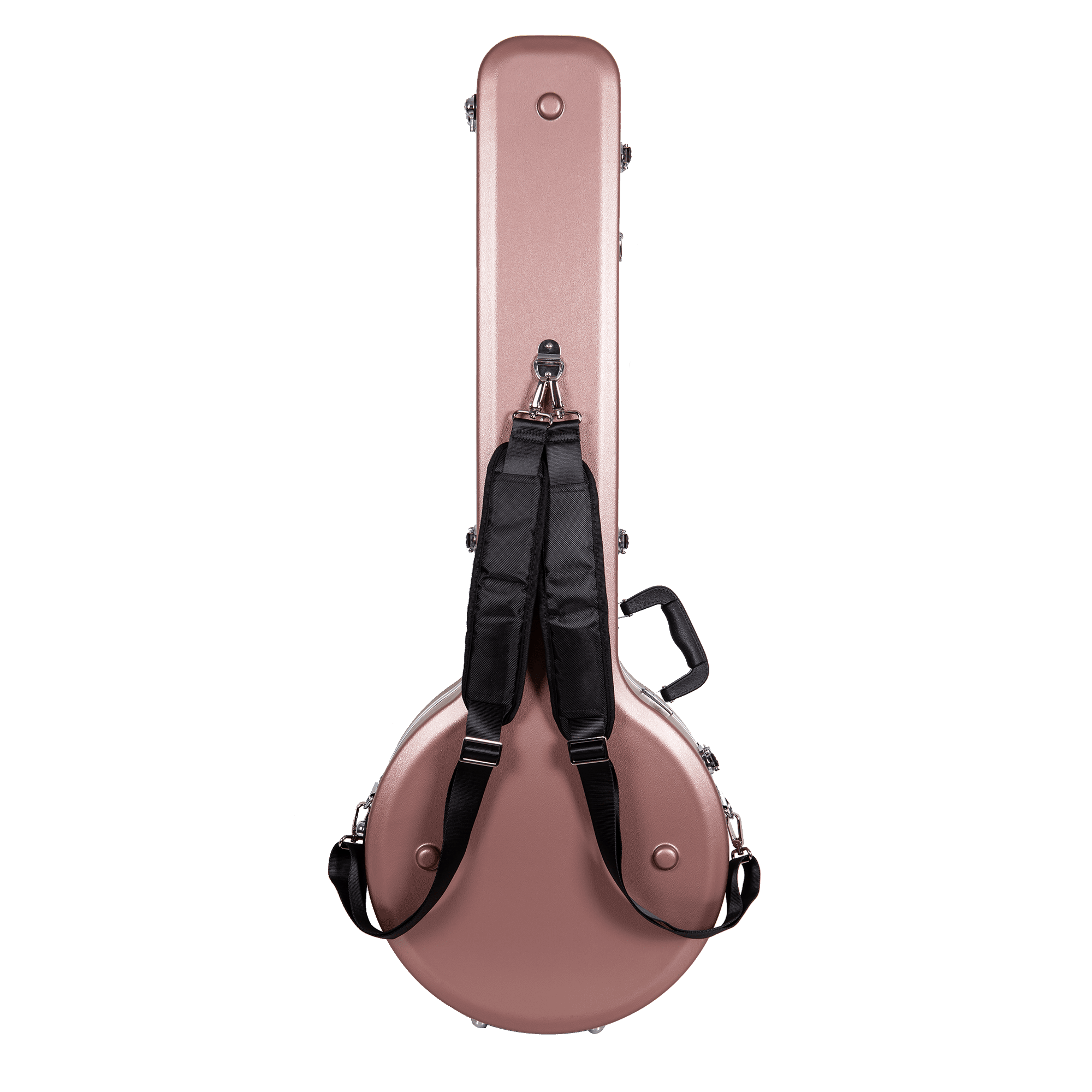 Crossrock 5-String Resonator & Gibson Tenor Banjo Case | ABS Molded Hardshell with Security Lock, Metal Feet, and Detachable Straps-Rose Gold