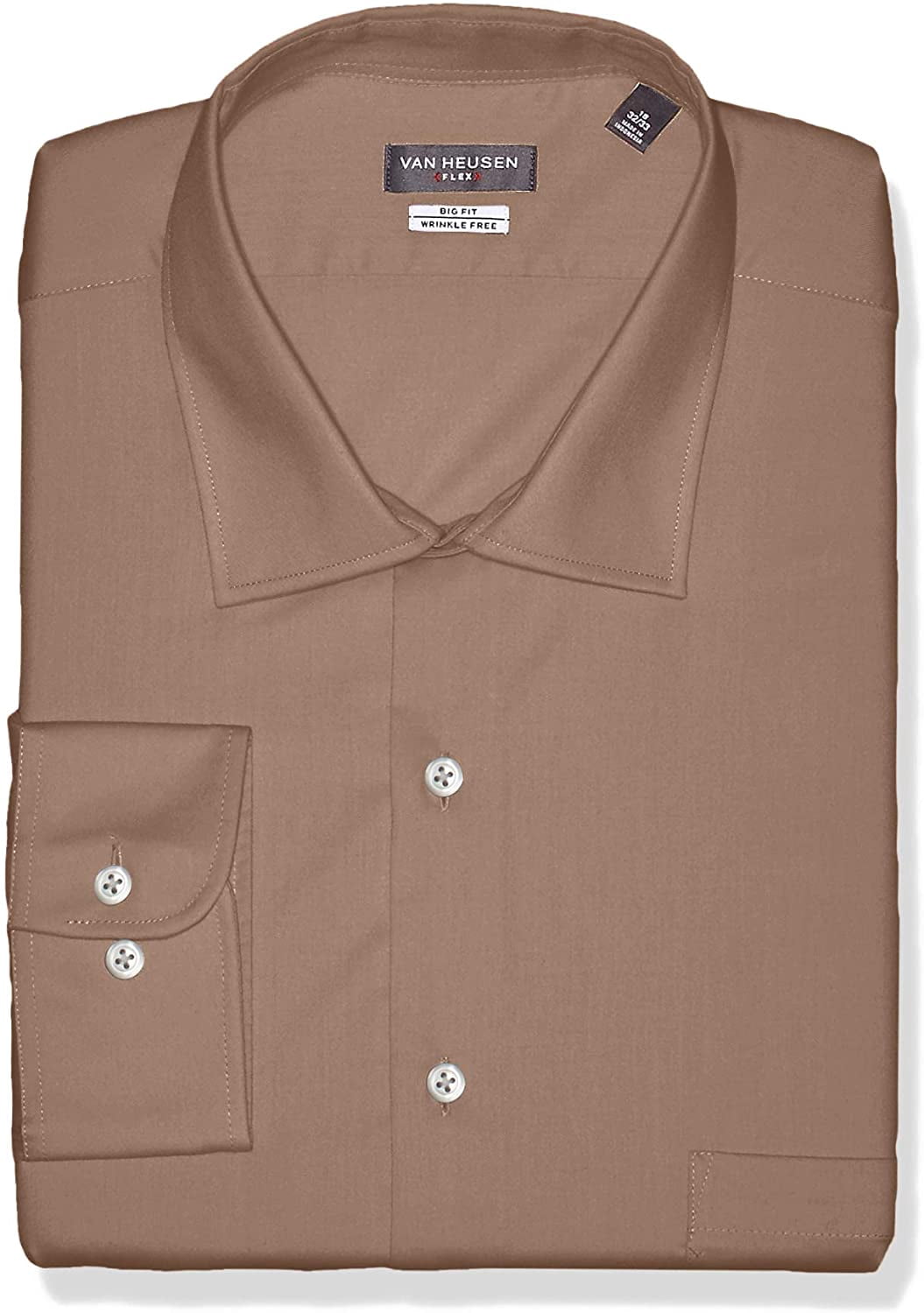 Van Heusen Mens Dress Shirt Tan Big Fit 