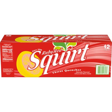 Squirt Ruby Red Grapefruit Soda Pop, 12 fl oz, 12 Pack Cans