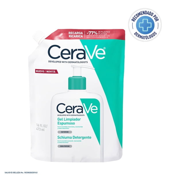 Refill Gel Espumoso CeraVe Piel Normal a Grasa, 473 ml