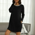 thumbnail image 2 of Mengpipi Women's Long Sleeve Dress Crewneck Loose Casual Lightweight with Pockets, Black-XXL(US 20), 2 of 4