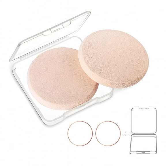 RAGUPEL 2 Pack Round Makeup Sponges with Travel Case, Soft Powder Puff for Flawless Foundation Application, Reusable Blender Replacement for Primer and Compact, Gentle on Sensitive Skin