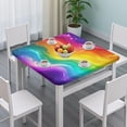 thumbnail image 3 of Colorful Tie Dye Wave Pattern Square Fitted Tablecloth with Elastic Edge,Square Table Cover,Washable Elastic Table Cover for Home Kitchen Party Decor 34"x34", 3 of 6