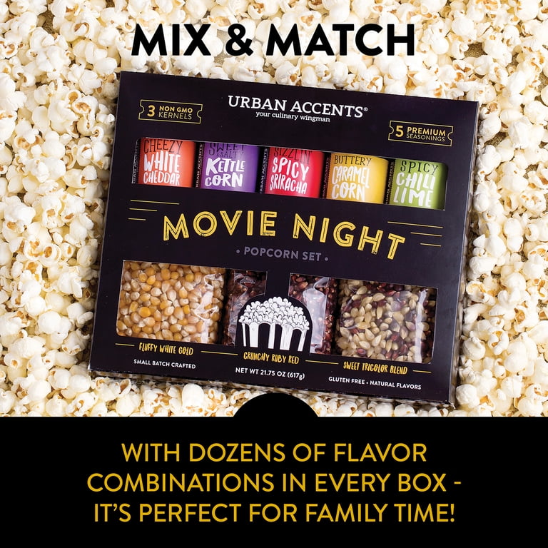Urban Accents, Movie Night Popcorn Gift Set, Kernels & Seasonings