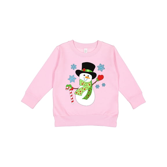 Inktastic Christmas Snowman in Top Hat with Candy Cane Toddler Sweatshirt
