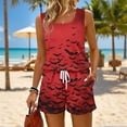 thumbnail image 3 of Halloween Pjs Matching Halloween Pajamas 2 Piece Short Sets for Women Womens Lounge Set Women's Halloween Pajamas Sleeveless Halloween Pajamas Set Funny PJS Pant Matching, Red, S, 3 of 6