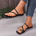 thumbnail image 6 of Ytobaz Slide Sandals for women Polka Dot Canvas Toe Ring Flat Sandals Open Toe Slides Beach Vacation Travel Outdoor Daily Casual Summer Footwear, 6 of 9