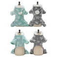 thumbnail image 4 of Paquete de 2 pijamas para perros pequeños, mono general, pijama con capucha de forro polar de invierno para cachorros con chaqueta de 4 patas, ropa de abrigo (verde + gris), 4 of 6