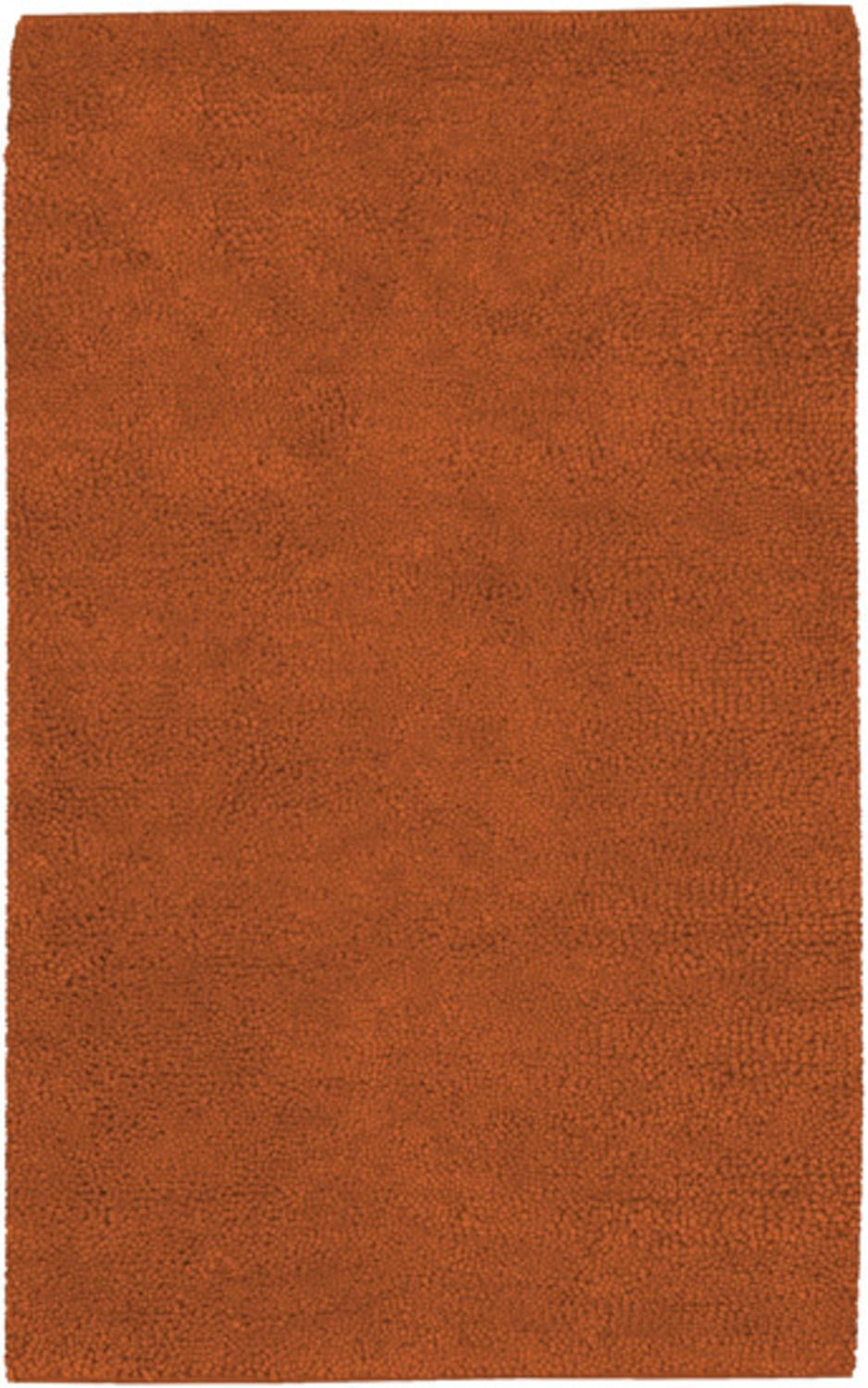 9' x 13' Solid Burnt Orange Hand Woven New Zealand Wool Shag Area Throw