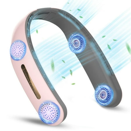 

Portable Neck Fan，Foldable Leafless Neck Fan Portable Fan Silent Bladeless Hanging Neck Fan Hands Free Wearable Fan Rechargeable 5000mAh Battery with 360 of Cooling Coverage（Pink）