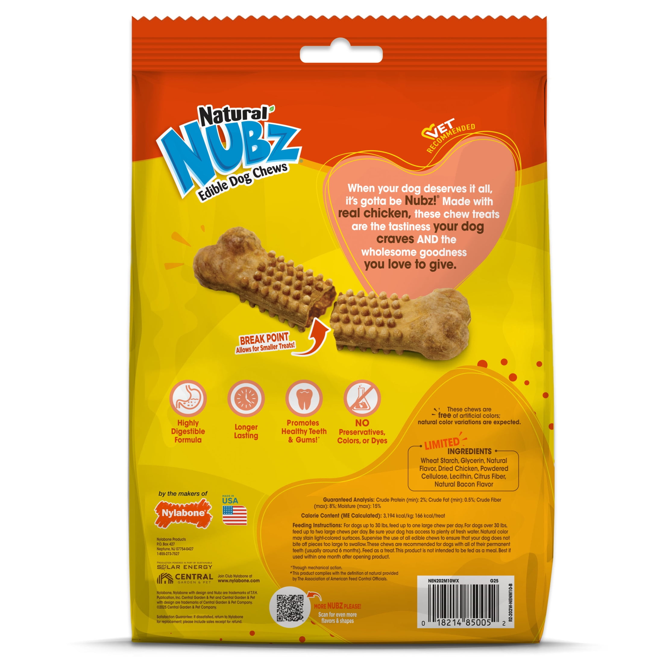(4 pack) Nylabone Nubz Chicken Dog Chew Treats Large (10 Count)