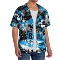 thumbnail image 2 of Fuzoiu Football Time Print Men's Casual Short,Men's Short Sleeve Shirt,Mens Casual Button Down Shirts,Cuban Collar Summer Shirt for Beach, Vacation, and Outdoor Activities-3X-Large, 2 of 5