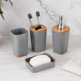 thumbnail image 4 of KRALIX Bathroom Set 4 Pieces Gray Plastic/Bamboo Bathroom Accessories, 4 of 6