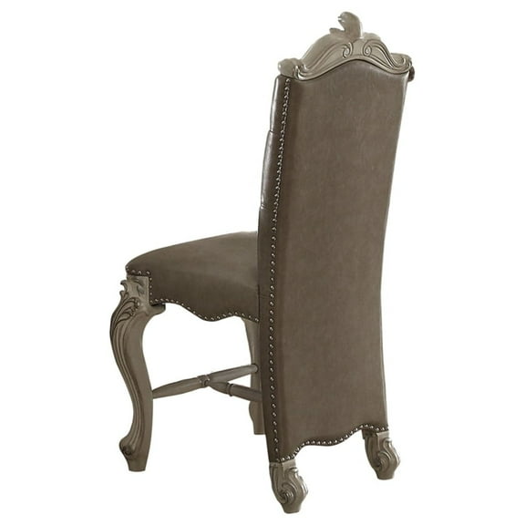 Dining Chair, Vintage Gray PU & Bone White-Set of 2